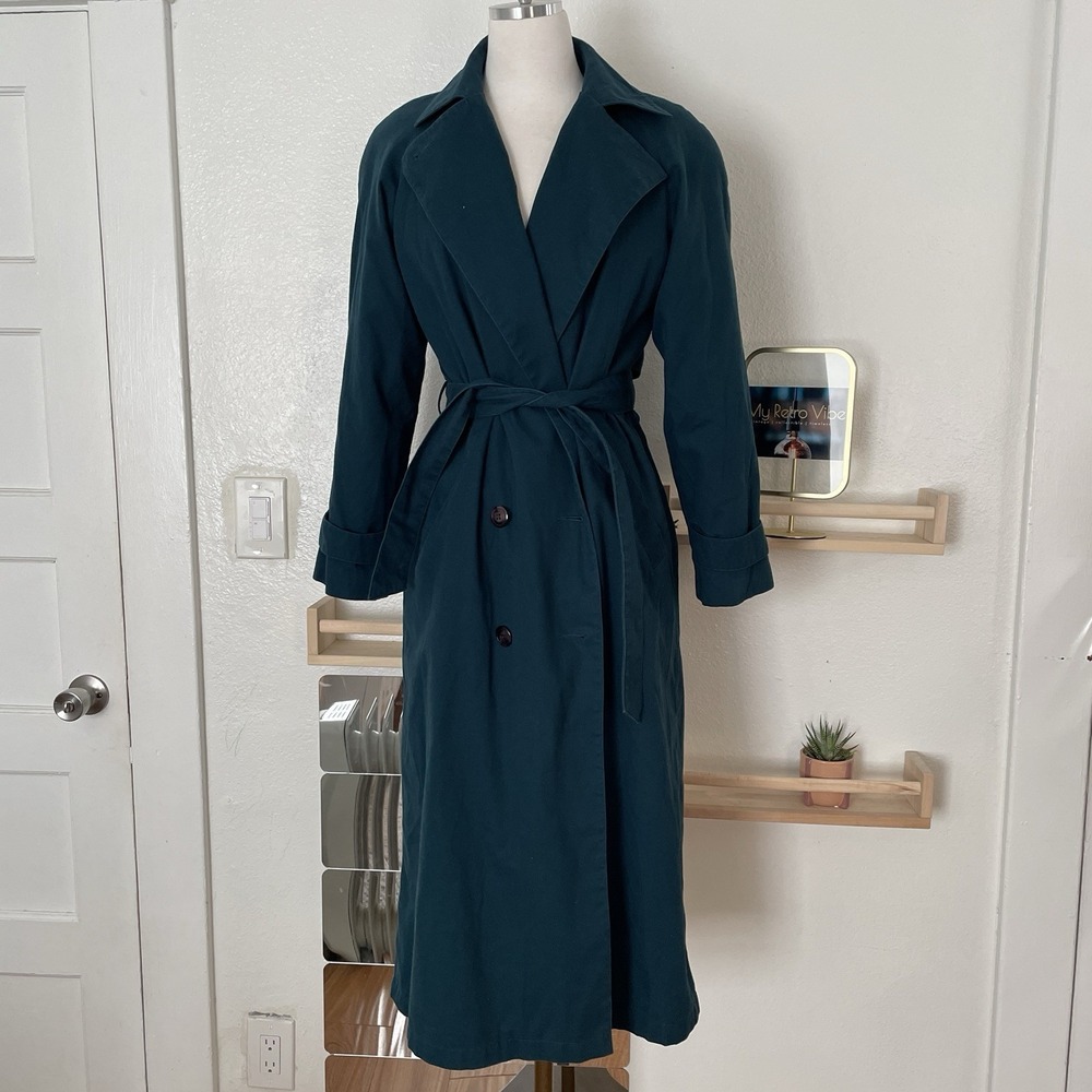 NY Harbor From Andrea Vintage Size 6 Dark Teal Green Trench Coat